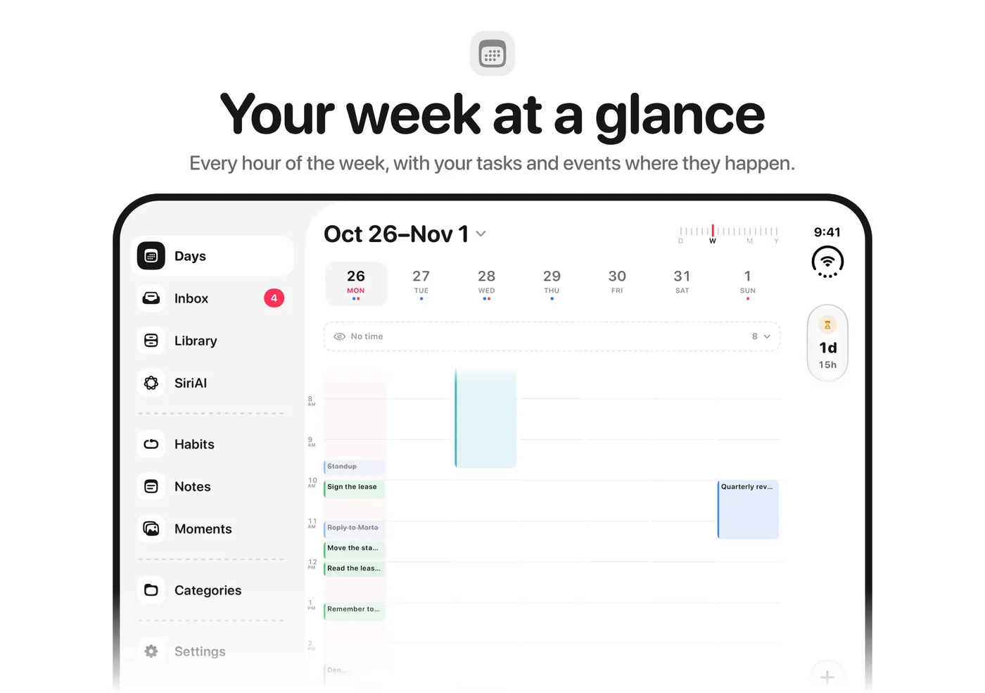 Your week at a glance, on iPhone Duo.