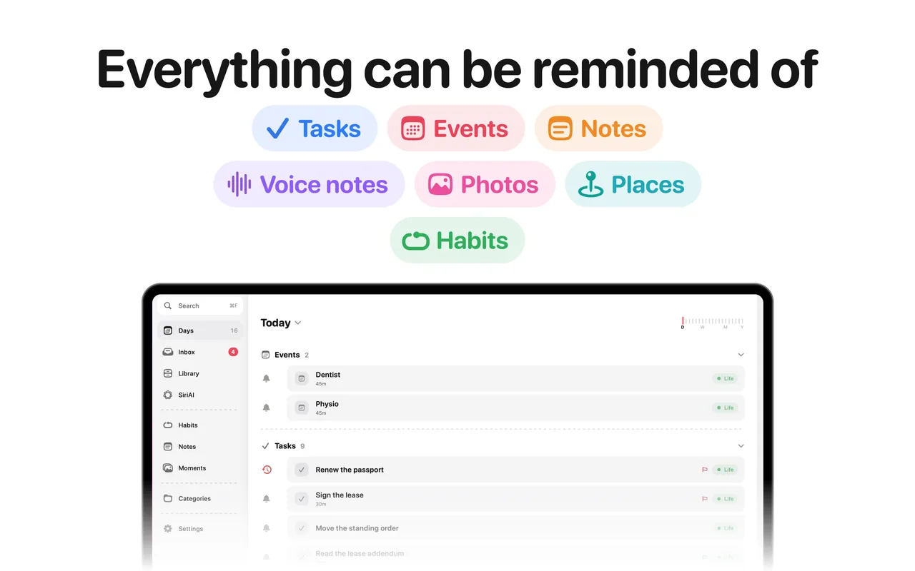 Everything can be reminded of: Today on the Mac.