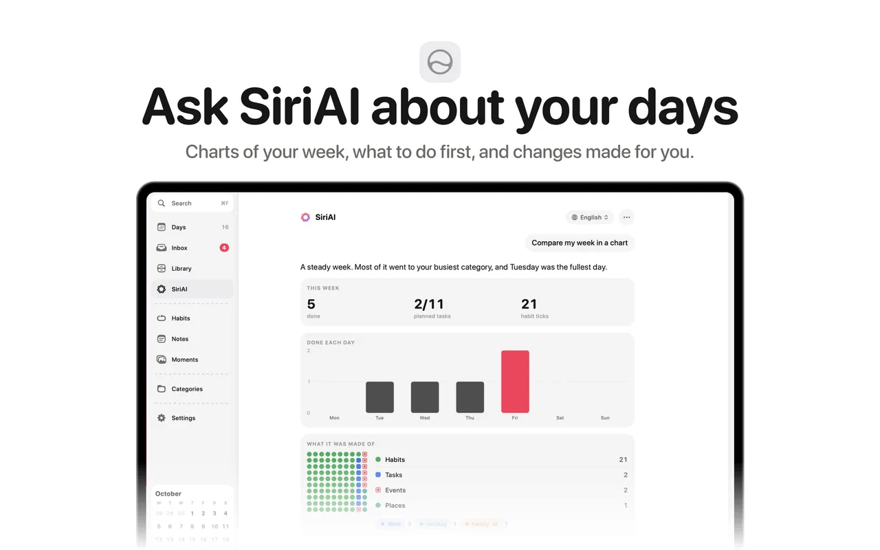 Ask SiriAI about your days, on the Mac.